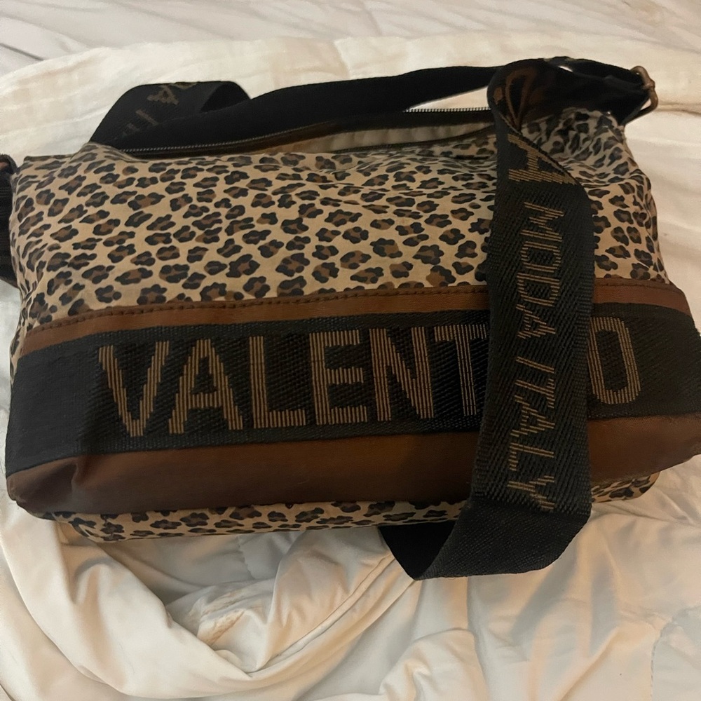 Valentino Leopard Print Bag with Black Strap